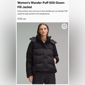 Lululemon women’s Wunder puff down jacket size 0!